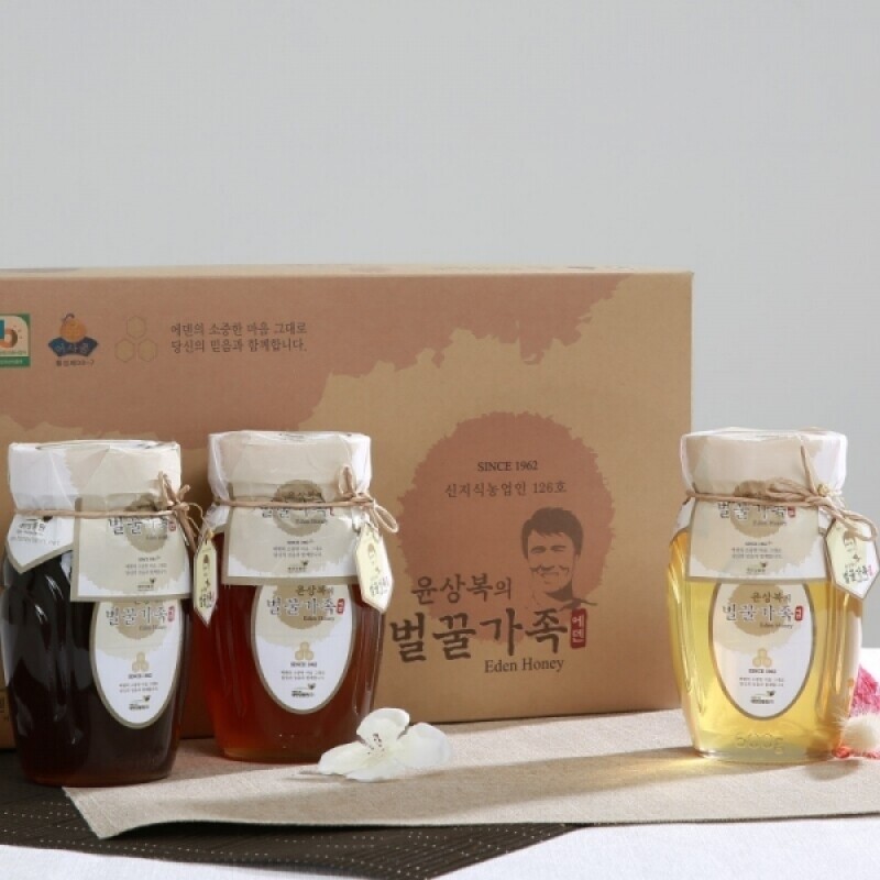 횡성몰,윤상복의 벌꿀가족 5호 선물세트 꿀 1.8kg (600g*3) 에덴양봉원