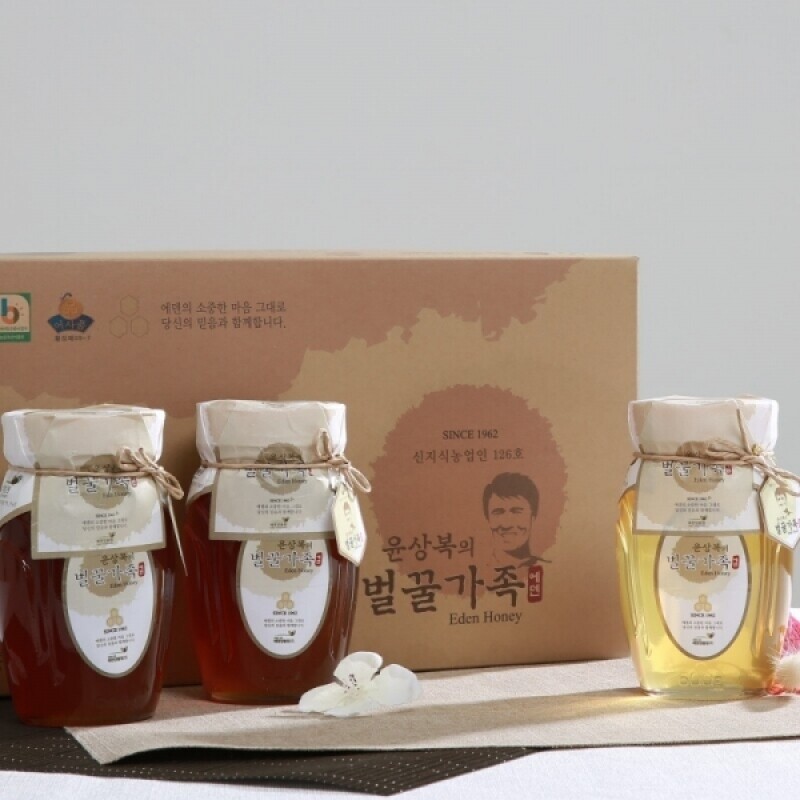 횡성몰,윤상복의 벌꿀가족 5호 선물세트 꿀 1.8kg (600g*3) 에덴양봉원